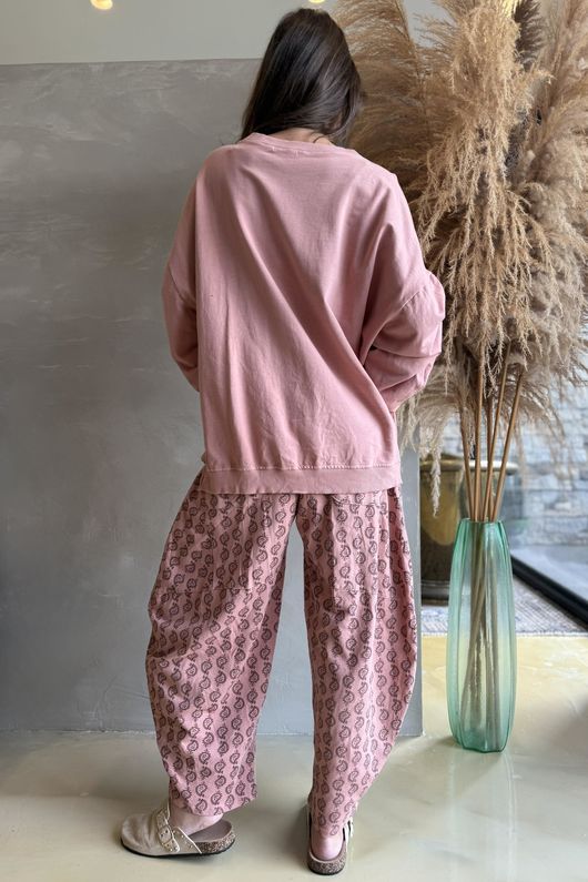 Lagen Lantern Sleeve Sweatshirt Soft Terracotta